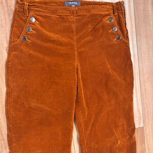 Orange Corduroy Pants with Button Details